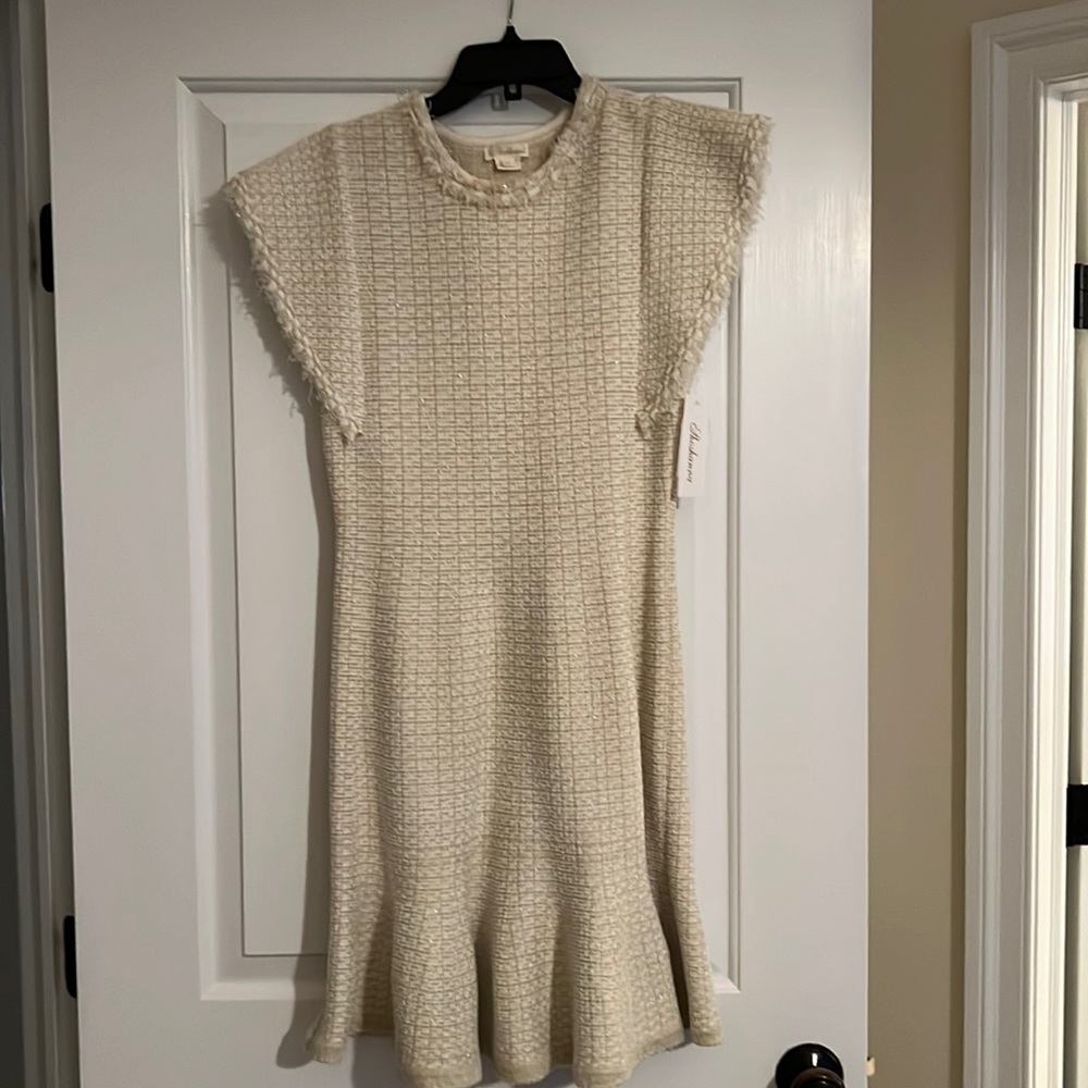 NWT Shoshanna ivory/gold knit dress